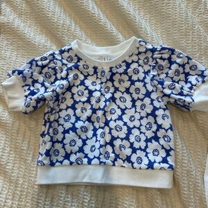 Janie and Jack Blue Floral short sleeve Sweatshirt